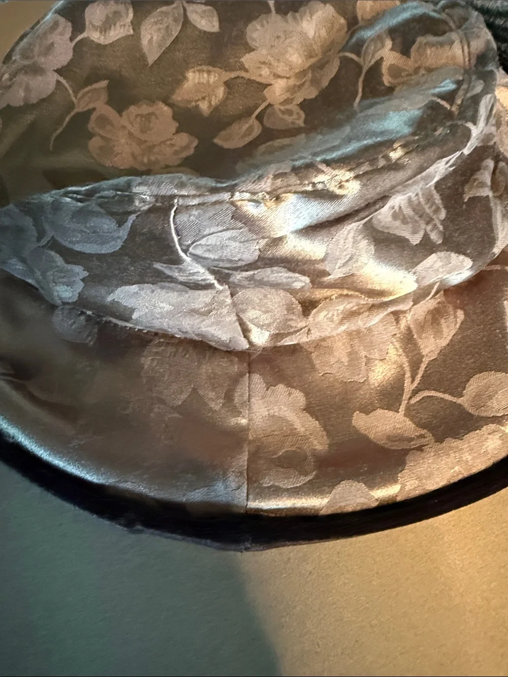 Decorative Floral Jacquard Dress Hat in Gold